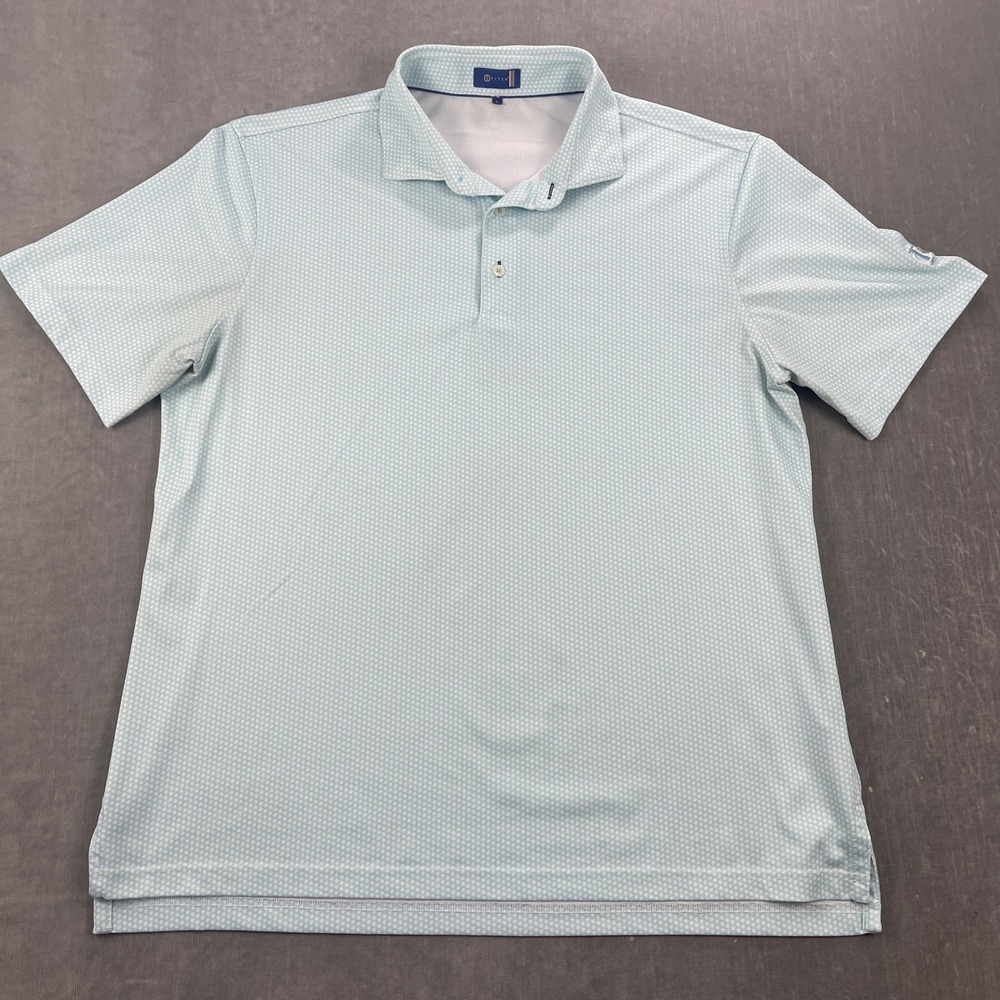Stitch Mens Large Blue White Micro-Dot Performance Golf Polo RC Logo